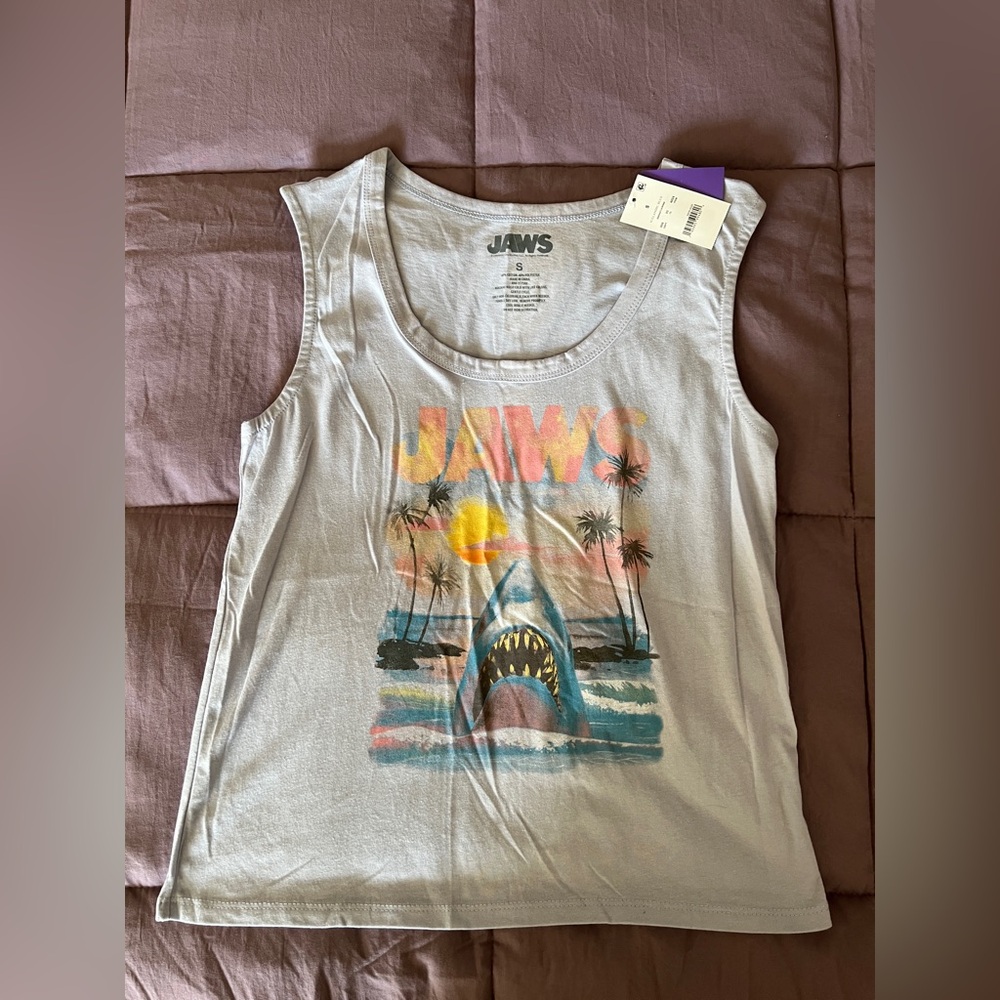 JAWS Shark Tank Top Grey Ladies Small NWT